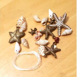 Kid's Shell and StarFish with plastic string to make Jewelry